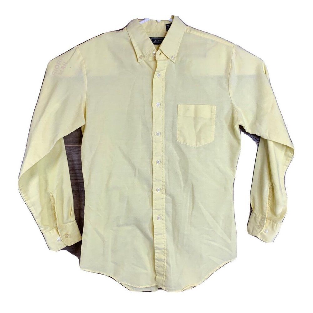Jean Rive Womans Size M Yellow Long Sleeve Dress Shirt Button Down Poly Cotton